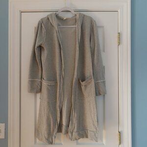 Lazy Sundays Long Open Front Hoodie Distressed Loungewear Cozy Medium Grunge